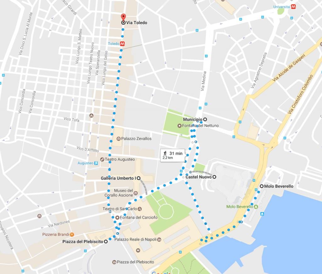 napólí gönguferð kort