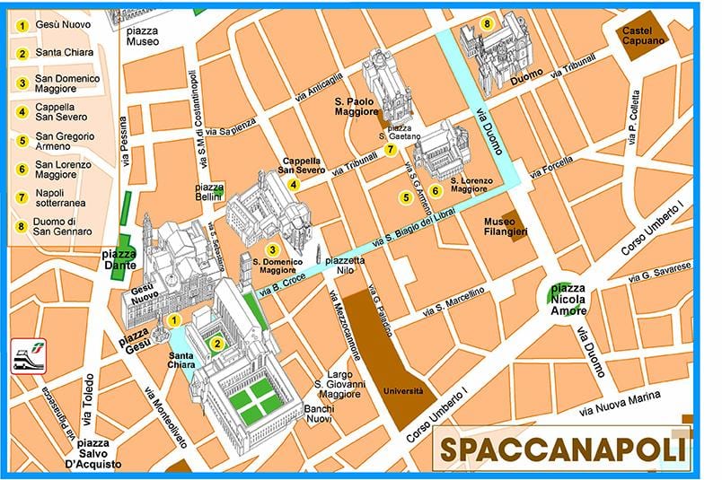 Kort af spaccanapoli napólí